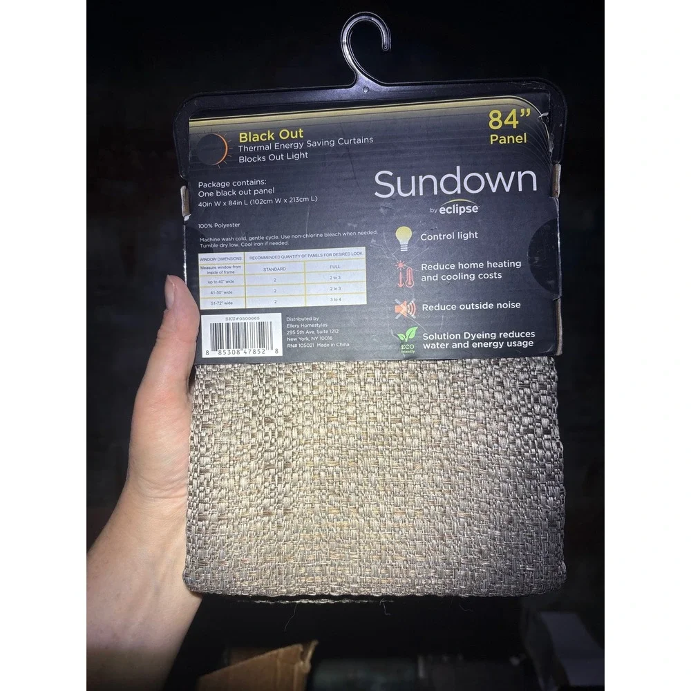 Sundown by Eclipse McKenna Black Out Thermal Curtain Panel Mushroom 40x84 A19 3x